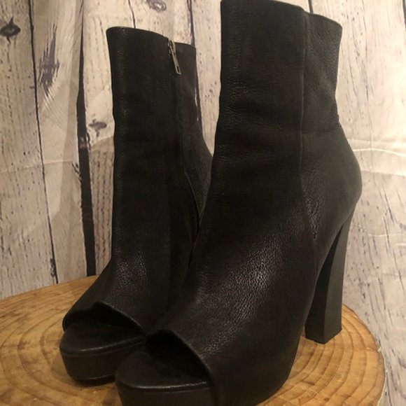All Saints Manifest Pebbled Leather Peep Toe Bootie Size EU 41. - Picture 6 of 8
